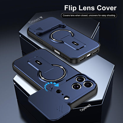 For iPhone 17 Pro Sliding Camshield Holder Magnetic Phone Case(Blue)
