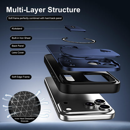 For iPhone 17 Pro Sliding Camshield Holder Magnetic Phone Case(Blue)