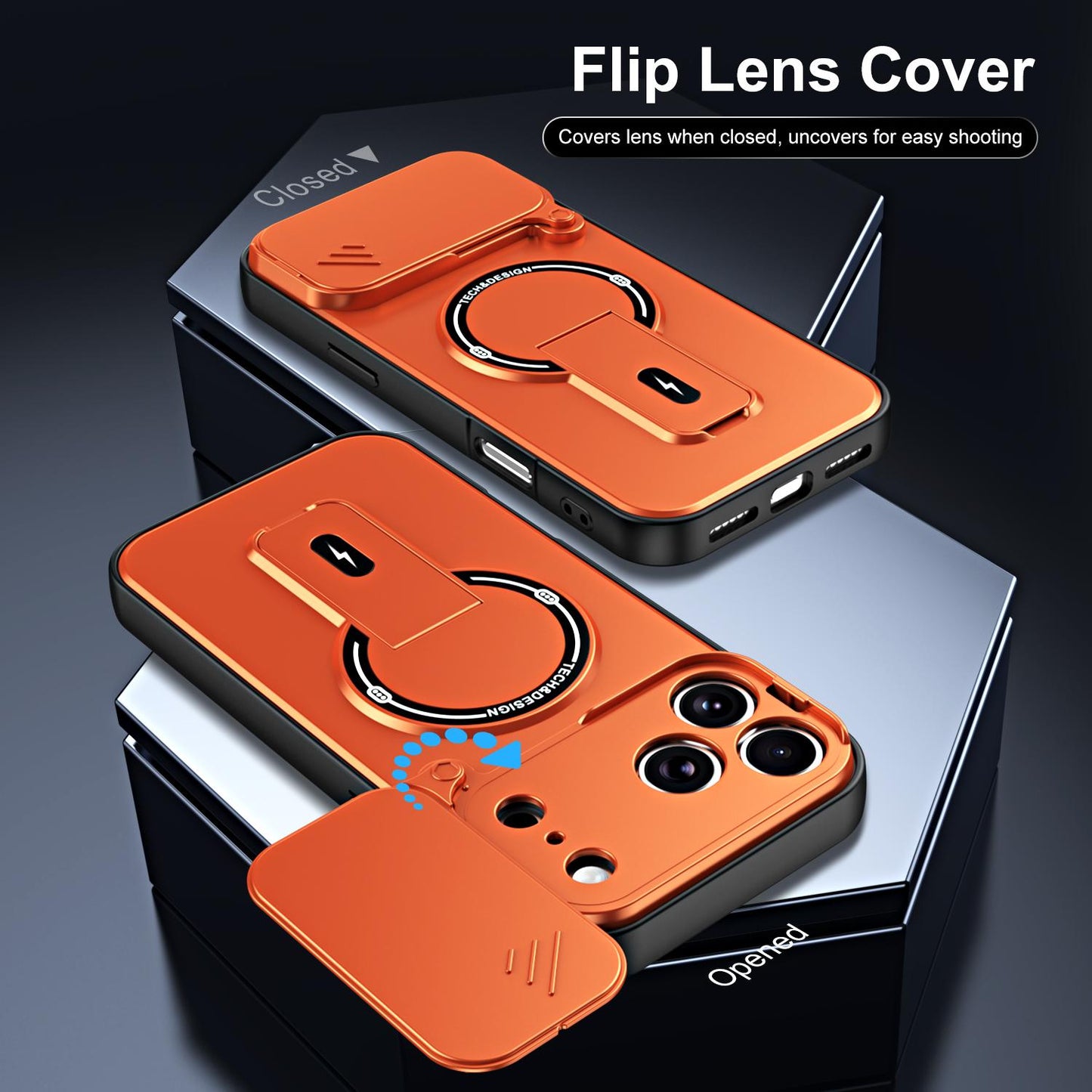 For iPhone 17 Pro Max Sliding Camshield Holder Magnetic Phone Case(Orange)