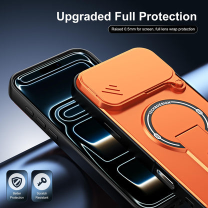 For iPhone 17 Pro Max Sliding Camshield Holder Magnetic Phone Case(Orange)