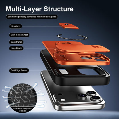 For iPhone 17 Pro Max Sliding Camshield Holder Magnetic Phone Case(Orange)