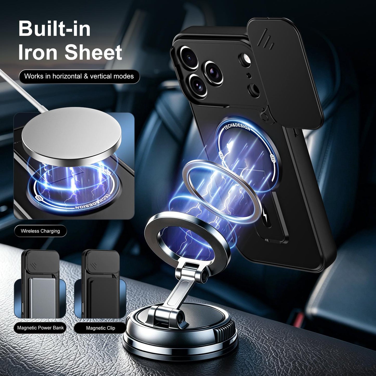 For iPhone 17 Pro Max Sliding Camshield Holder Magnetic Phone Case(Black)