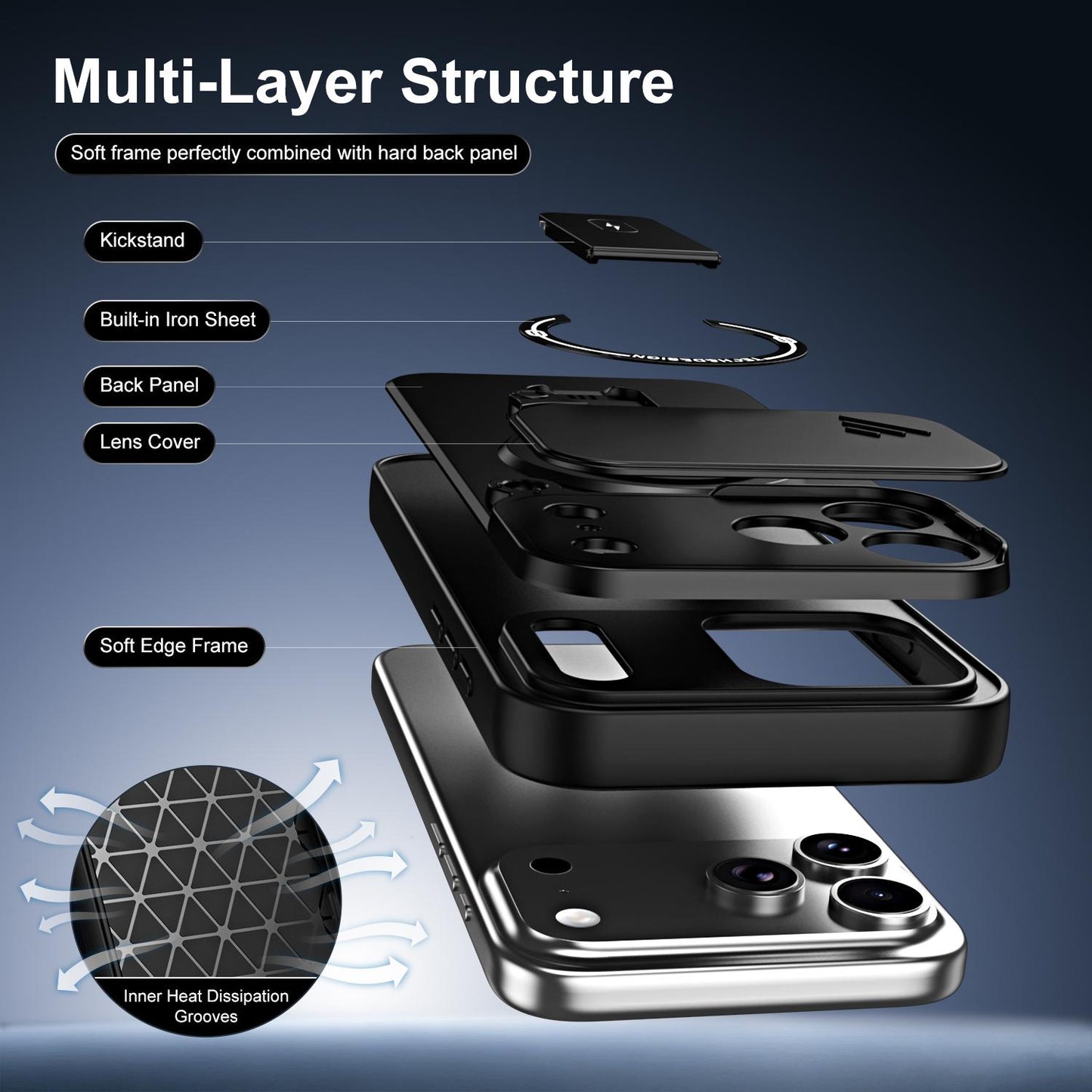 For iPhone 17 Pro Max Sliding Camshield Holder Magnetic Phone Case(Black)