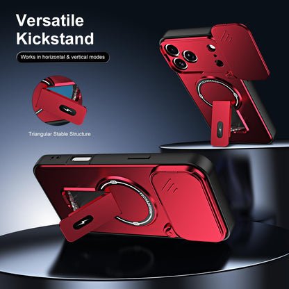 For iPhone 17 Pro Max Sliding Camshield Holder Magnetic Phone Case(Red)
