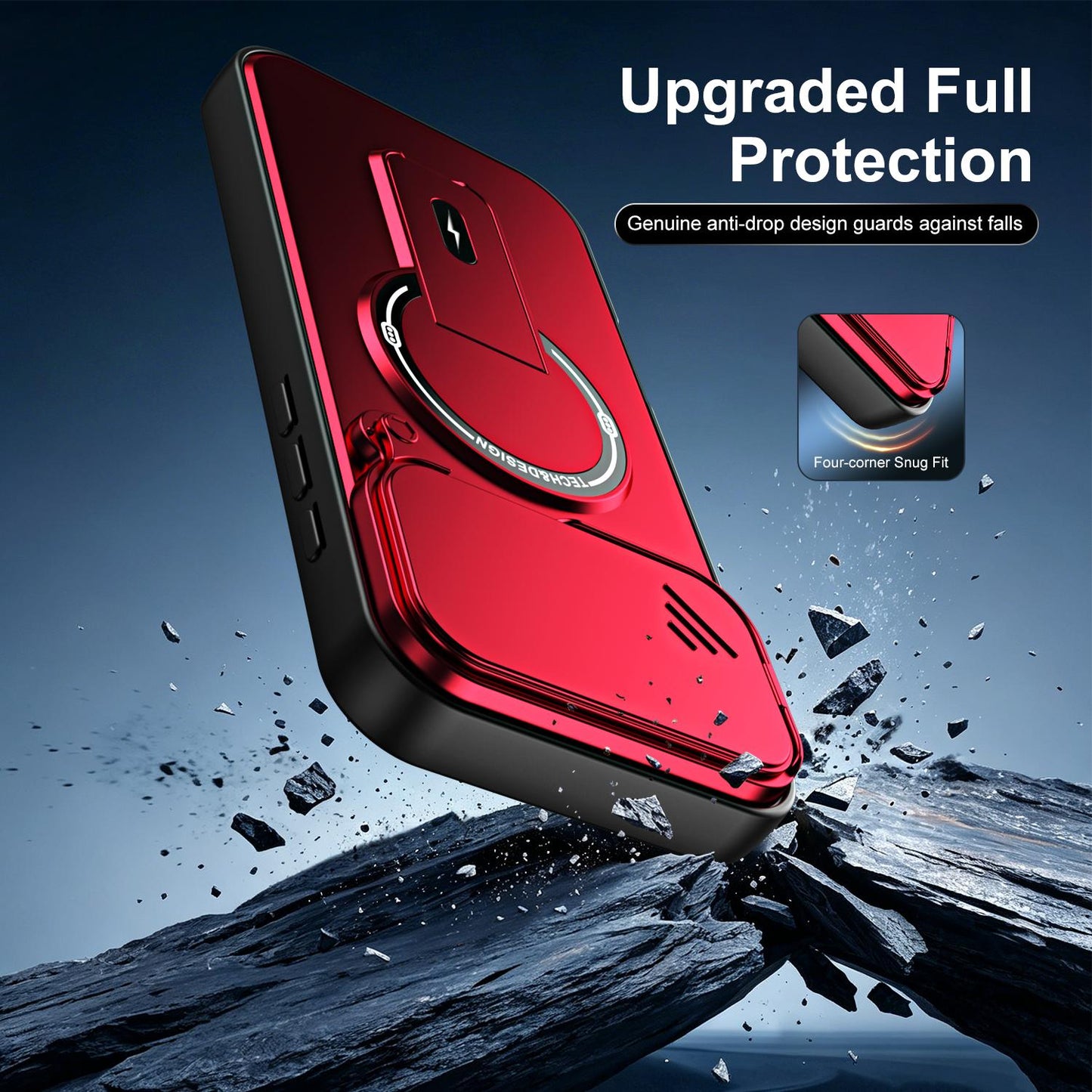 For iPhone 17 Pro Max Sliding Camshield Holder Magnetic Phone Case(Red)