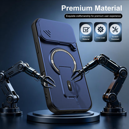 For iPhone 17 Pro Max Sliding Camshield Holder Magnetic Phone Case(Blue)