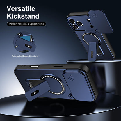 For iPhone 17 Pro Max Sliding Camshield Holder Magnetic Phone Case(Blue)