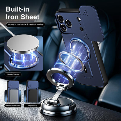 For iPhone 17 Pro Max Sliding Camshield Holder Magnetic Phone Case(Blue)