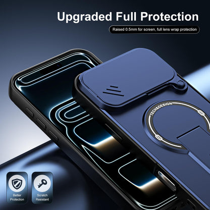 For iPhone 17 Pro Max Sliding Camshield Holder Magnetic Phone Case(Blue)