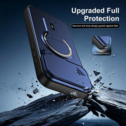 For iPhone 17 Pro Max Sliding Camshield Holder Magnetic Phone Case(Blue)