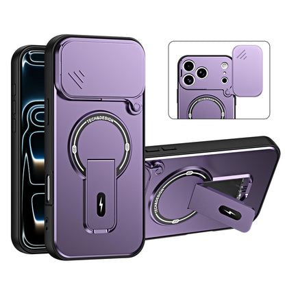 For iPhone 17 Pro Max Sliding Camshield Holder Magnetic Phone Case(Purple)