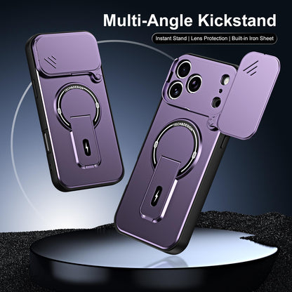 For iPhone 17 Pro Max Sliding Camshield Holder Magnetic Phone Case(Purple)