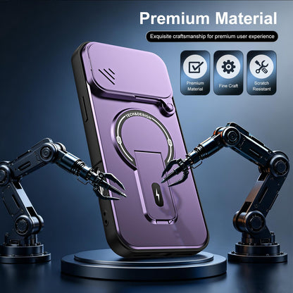 For iPhone 17 Pro Max Sliding Camshield Holder Magnetic Phone Case(Purple)