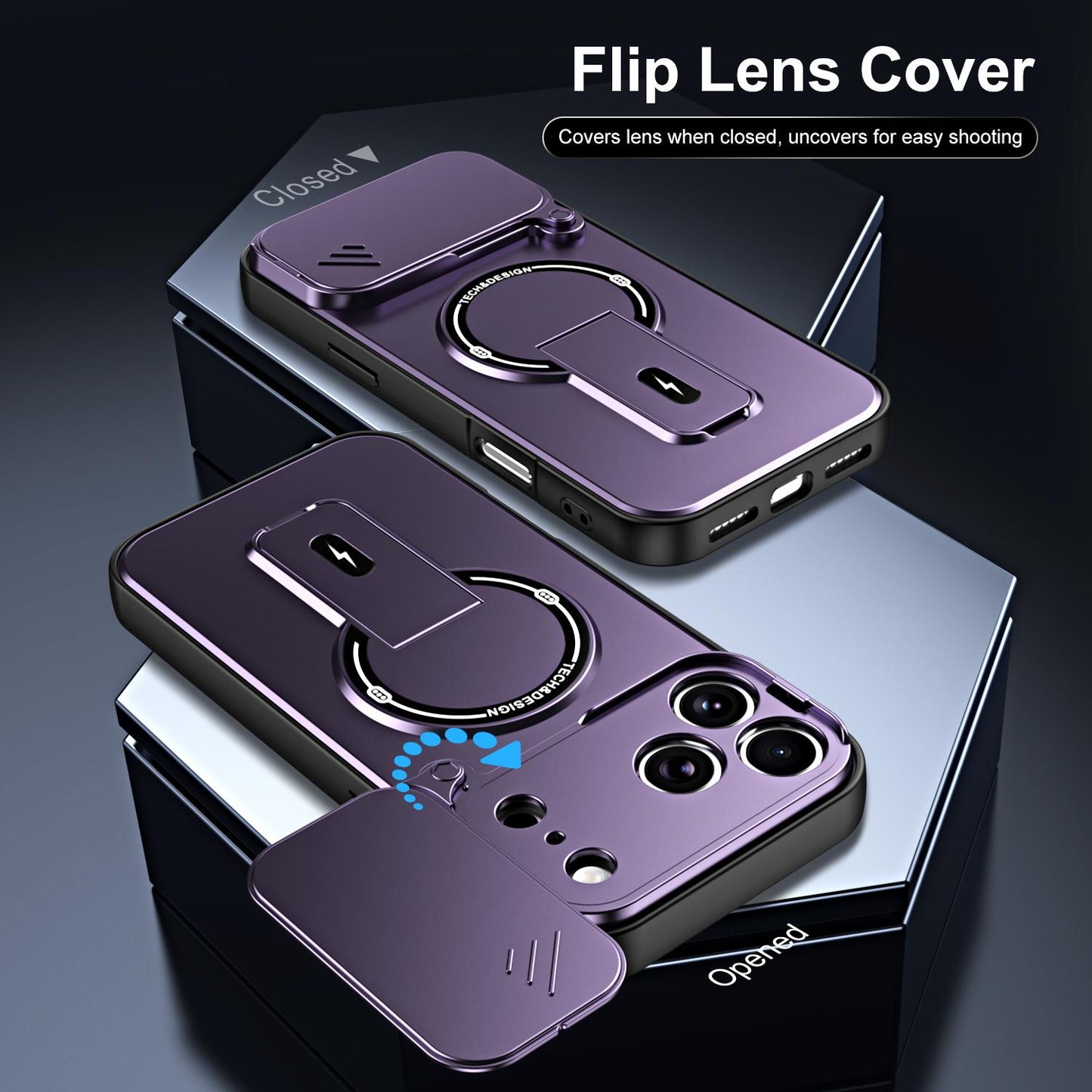 For iPhone 17 Pro Max Sliding Camshield Holder Magnetic Phone Case(Purple)