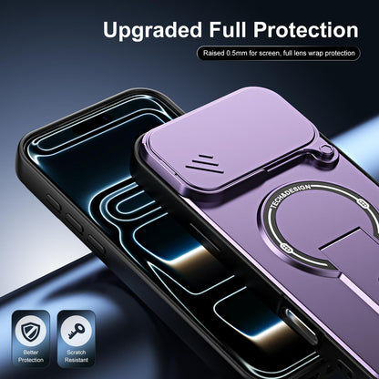 For iPhone 17 Pro Max Sliding Camshield Holder Magnetic Phone Case(Purple)