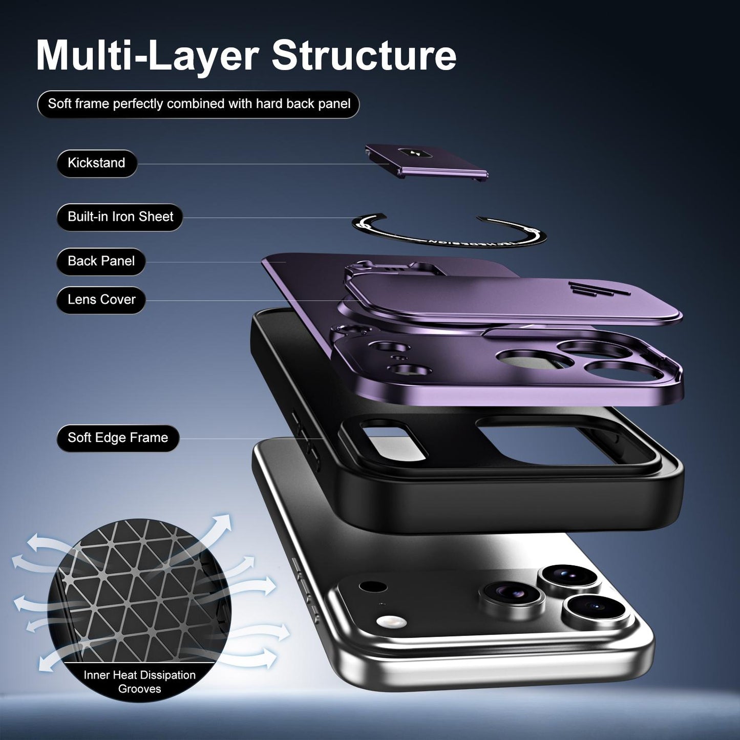 For iPhone 17 Pro Max Sliding Camshield Holder Magnetic Phone Case(Purple)
