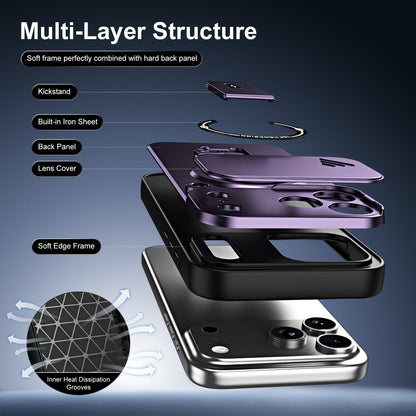 For iPhone 17 Pro Max Sliding Camshield Holder Magnetic Phone Case(Purple)