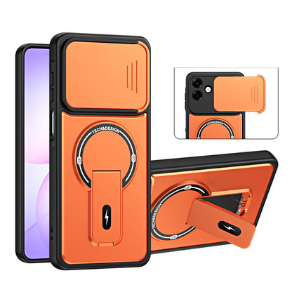 For Galaxy A07 4G Sliding Camshield Holder Magnetic Phone Case(Orange)