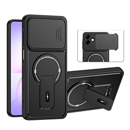 For Galaxy A07 4G Sliding Camshield Holder Magnetic Phone Case(Black)