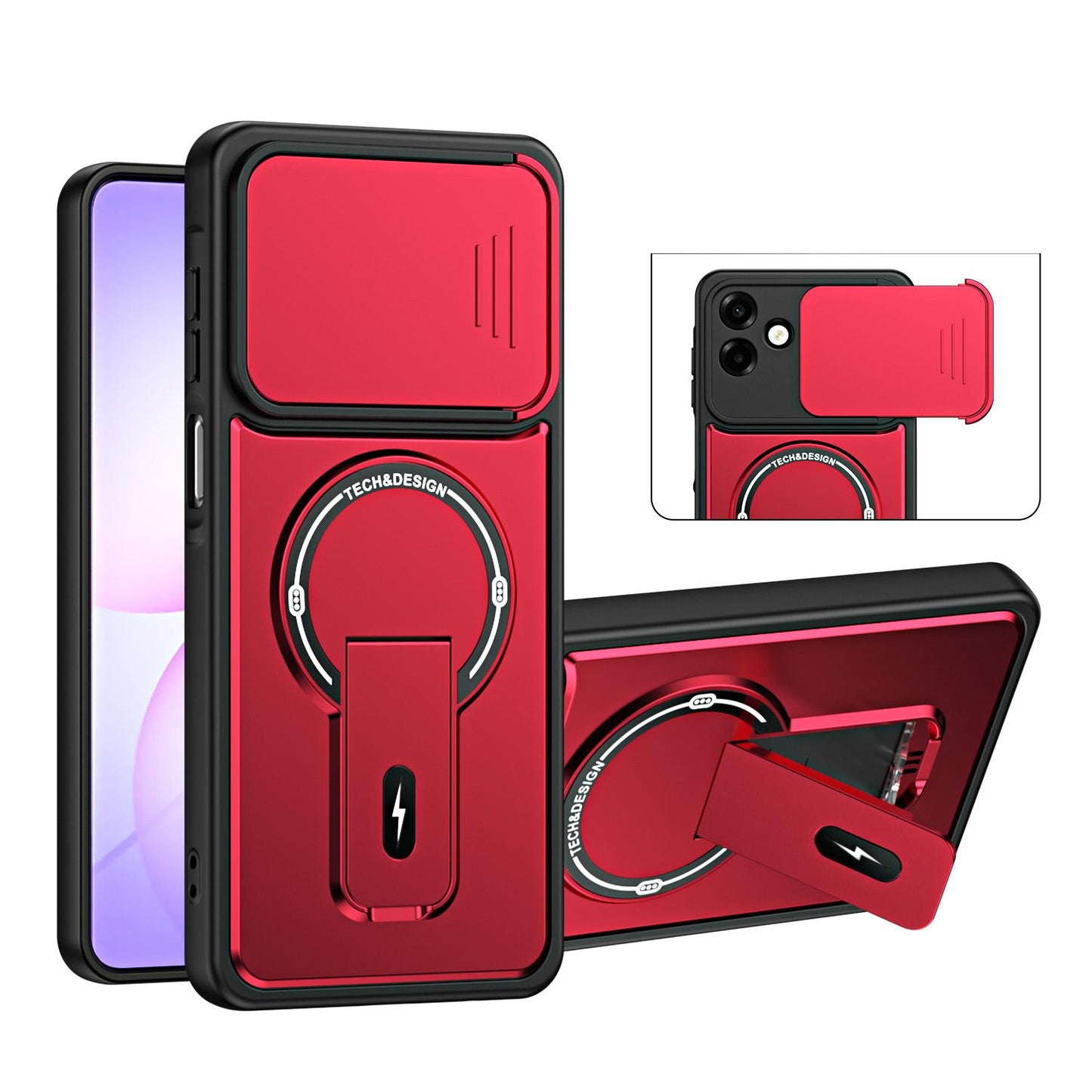 For Galaxy A07 4G Sliding Camshield Holder Magnetic Phone Case(Red)