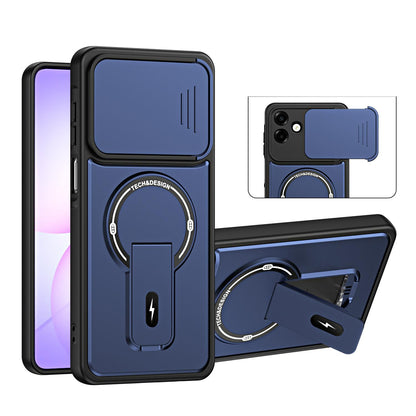 For Galaxy A07 4G Sliding Camshield Holder Magnetic Phone Case(Blue)