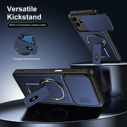 For Galaxy A07 4G Sliding Camshield Holder Magnetic Phone Case(Blue)