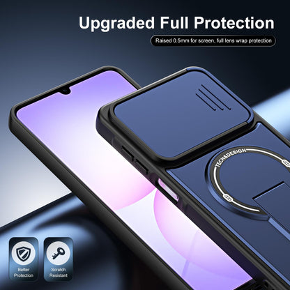 For Galaxy A07 4G Sliding Camshield Holder Magnetic Phone Case(Blue)