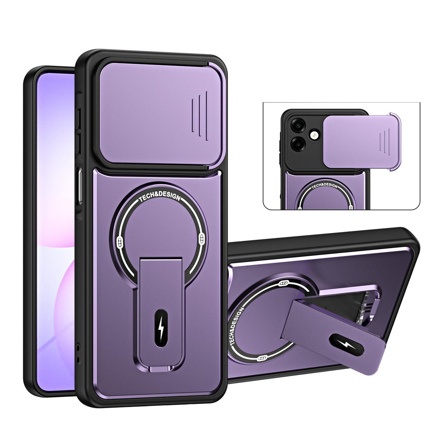 For Galaxy A07 4G Sliding Camshield Holder Magnetic Phone Case(Purple)