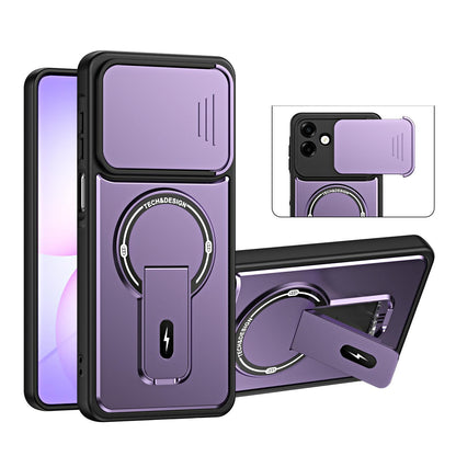 For Galaxy A07 4G Sliding Camshield Holder Magnetic Phone Case(Purple)