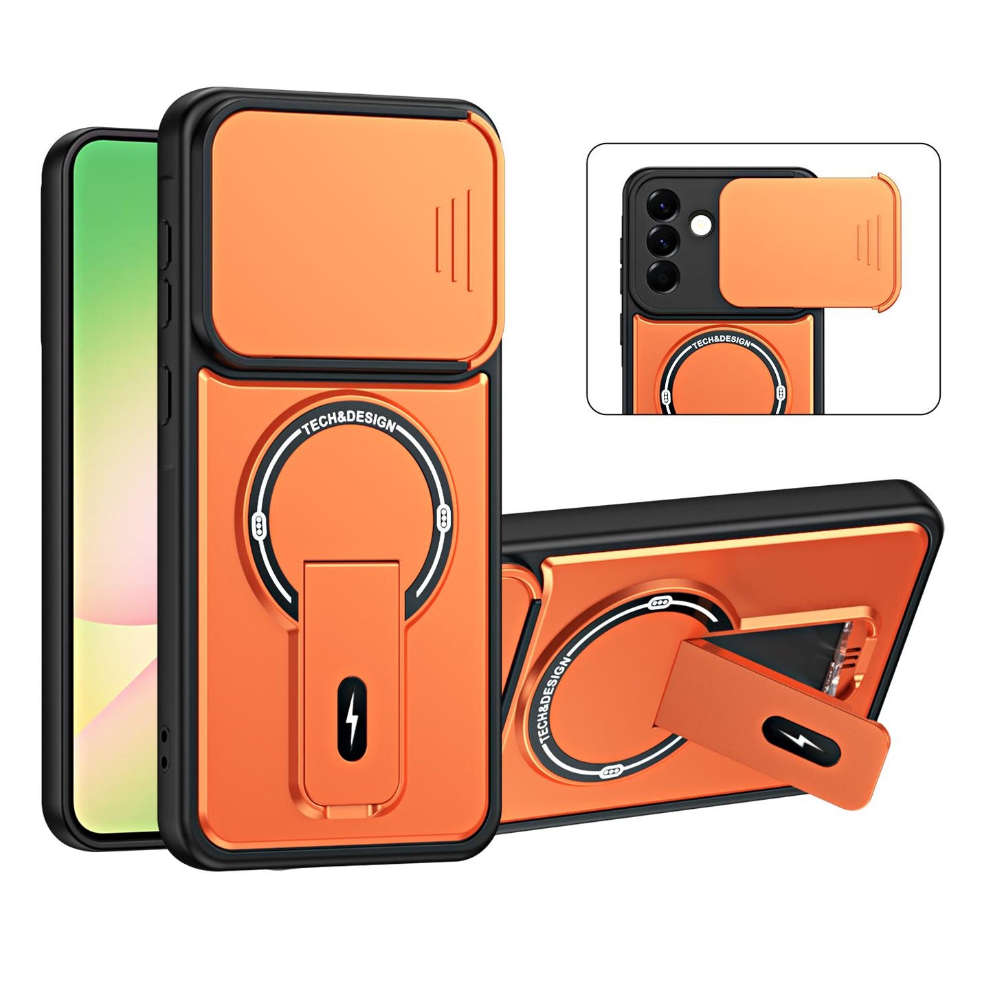 For Galaxy A26 5G / A17 5G Sliding Camshield Holder Magnetic Phone Case(Orange)