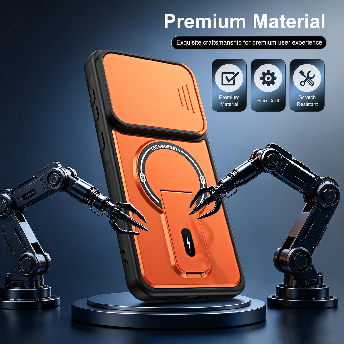 For Galaxy A26 5G / A17 5G Sliding Camshield Holder Magnetic Phone Case(Orange)