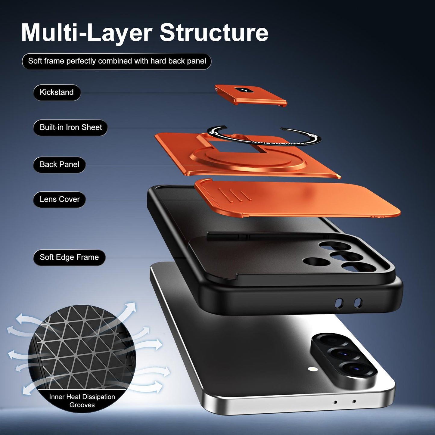 For Galaxy A26 5G / A17 5G Sliding Camshield Holder Magnetic Phone Case(Orange)