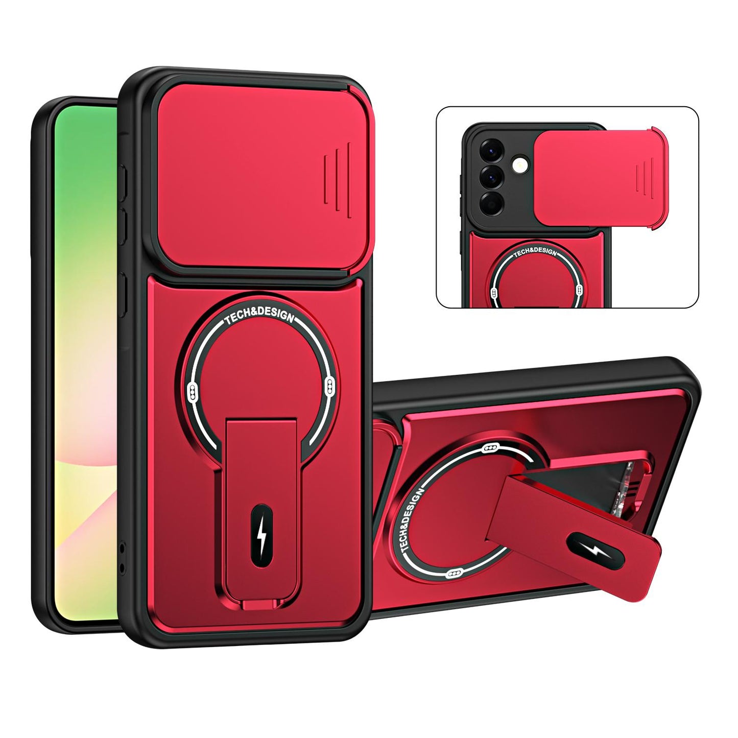 For Galaxy A26 5G / A17 5G Sliding Camshield Holder Magnetic Phone Case(Red)