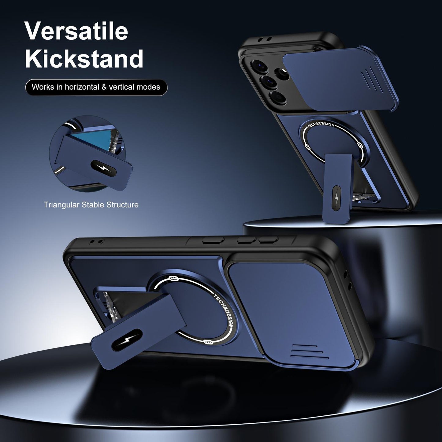 For Galaxy A26 5G / A17 5G Sliding Camshield Holder Magnetic Phone Case(Blue)