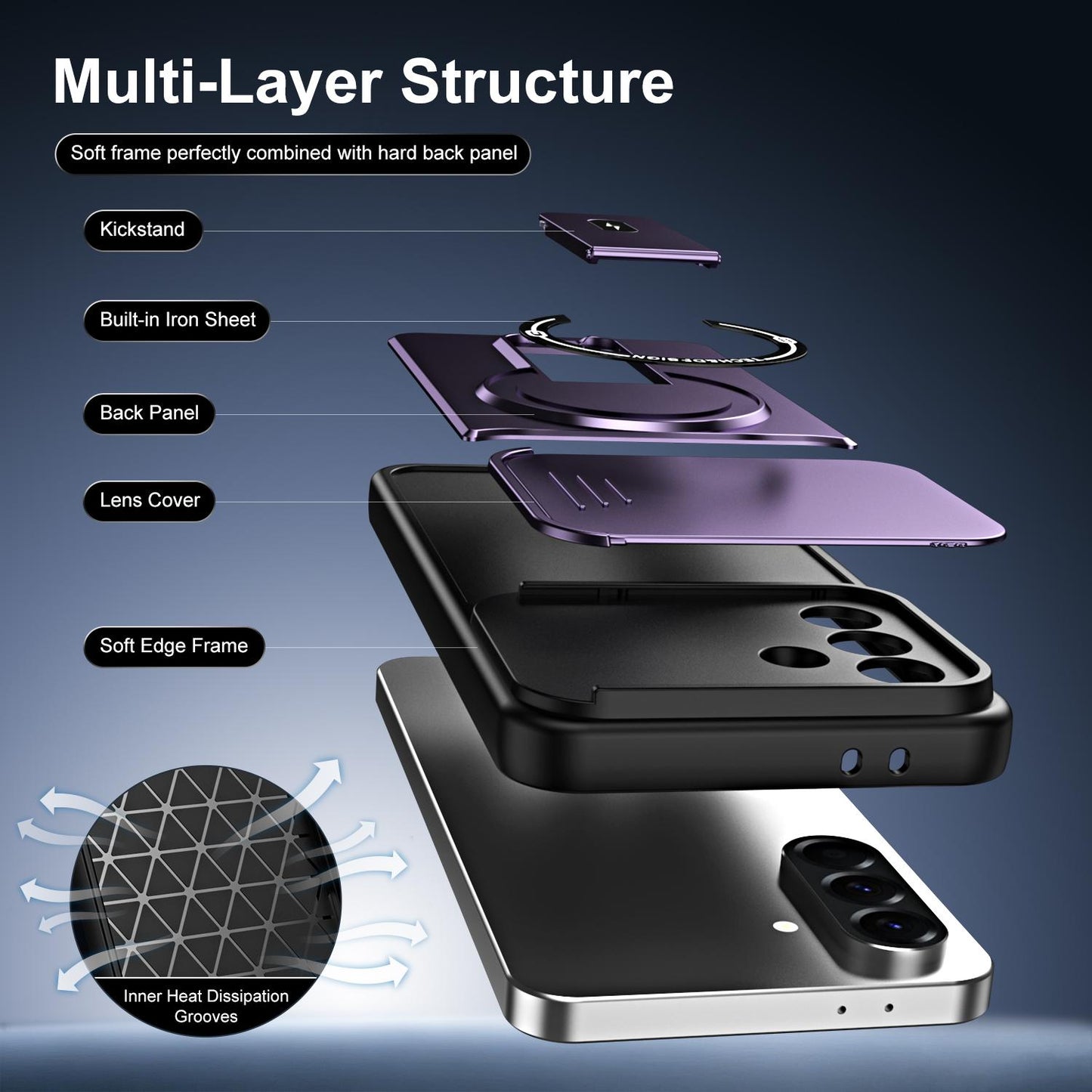 For Galaxy A26 5G / A17 5G Sliding Camshield Holder Magnetic Phone Case(Purple)