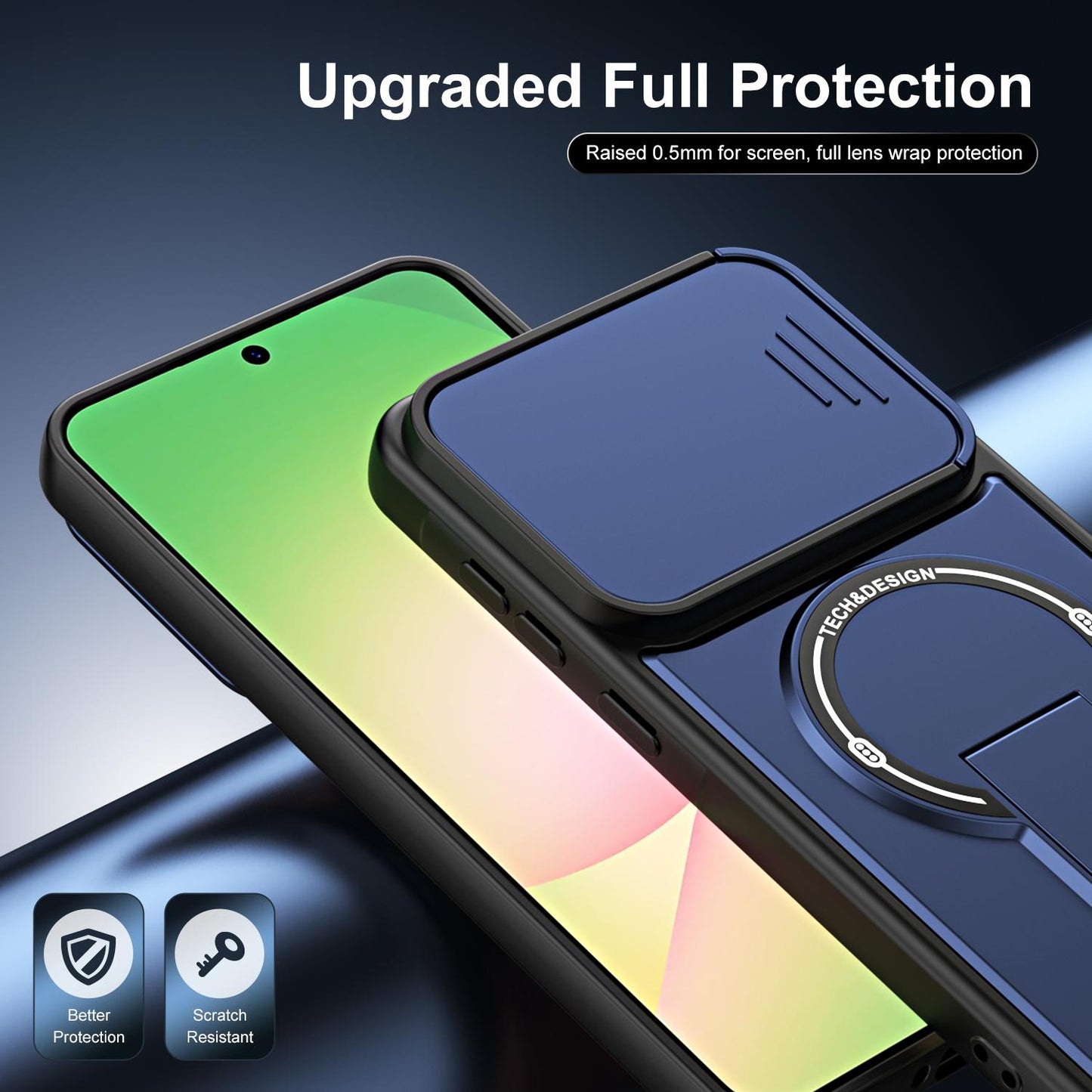 For Galaxy A27 5G Sliding Camshield Holder Magnetic Phone Case(Blue)