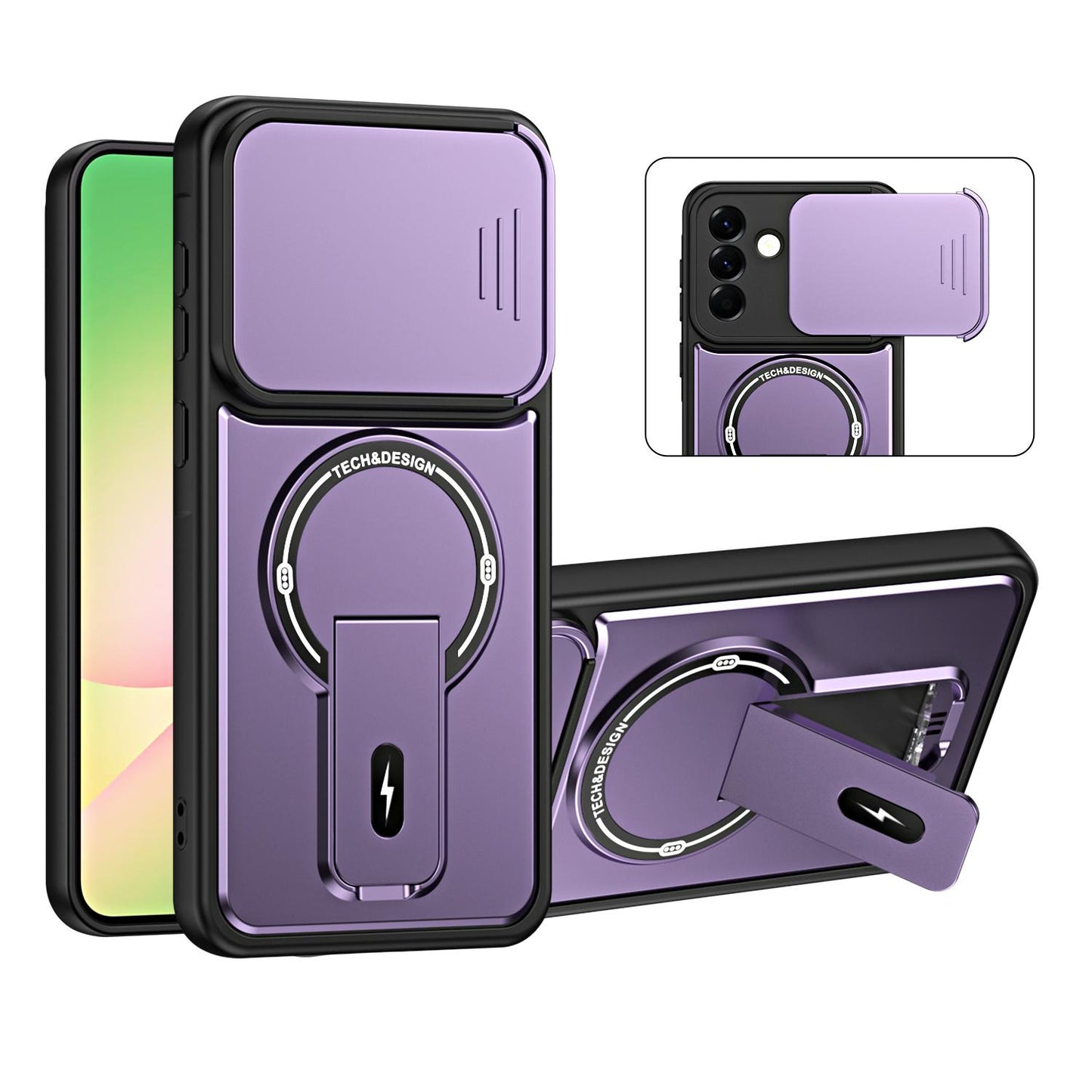 For Galaxy A27 5G Sliding Camshield Holder Magnetic Phone Case(Purple)