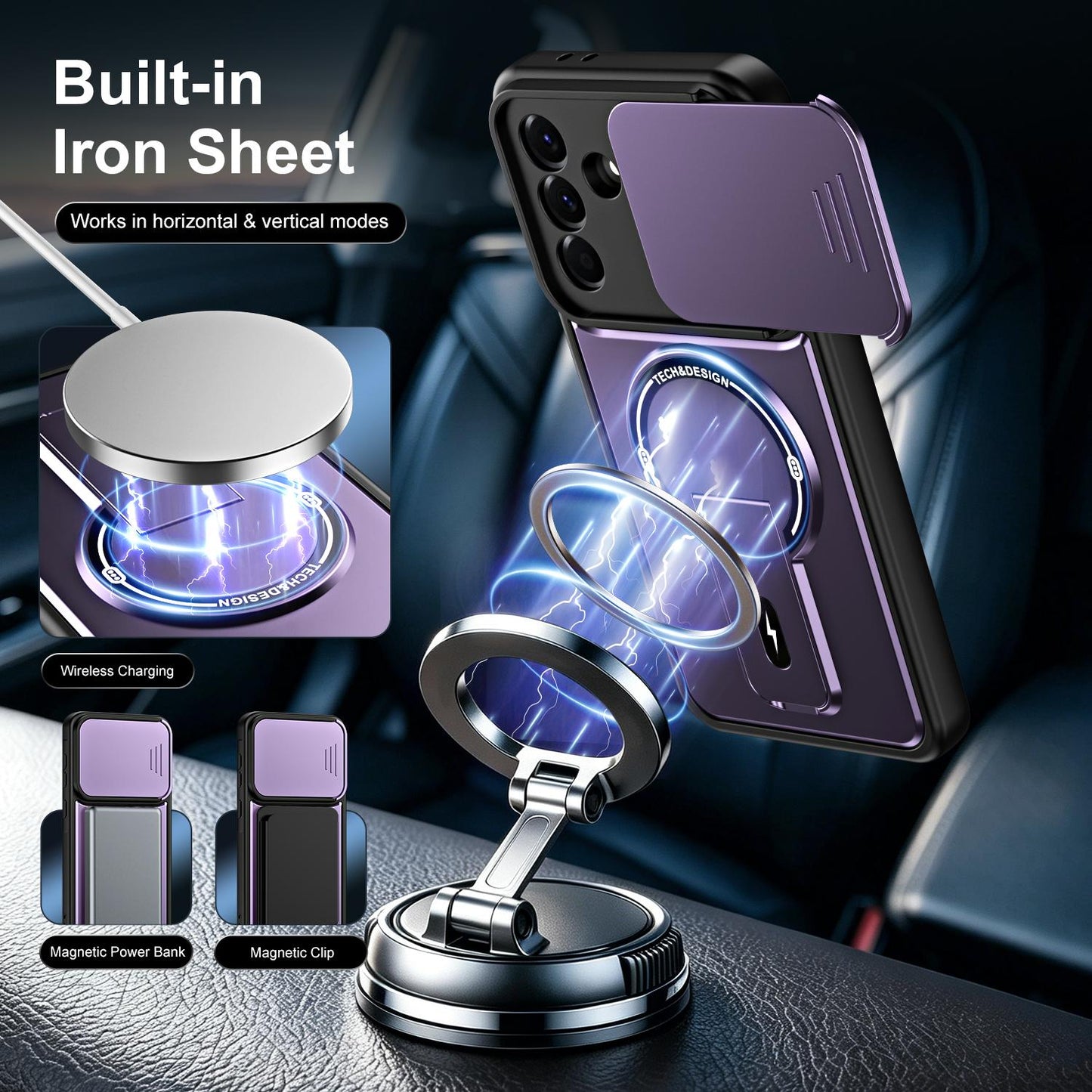 For Galaxy A27 5G Sliding Camshield Holder Magnetic Phone Case(Purple)