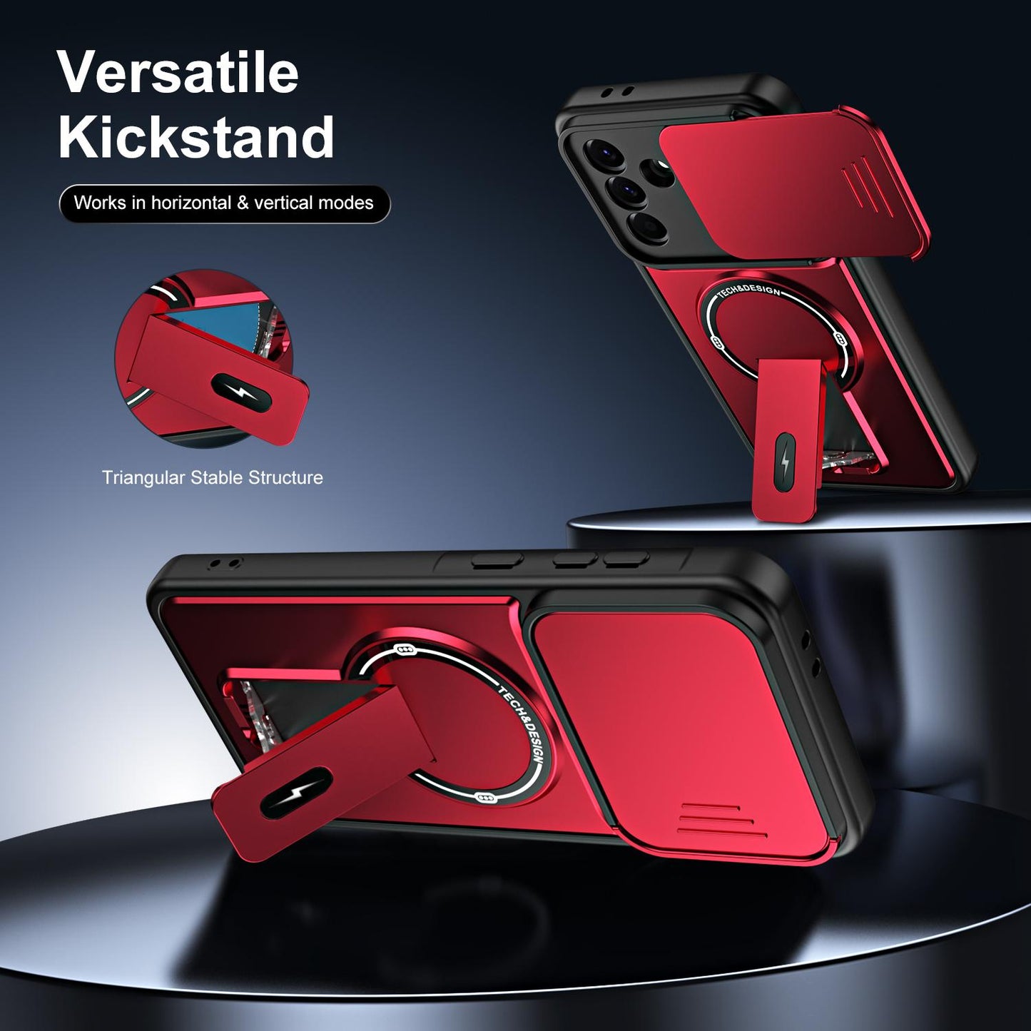 For Galaxy A37 5G Sliding Camshield Holder Magnetic Phone Case(Red)