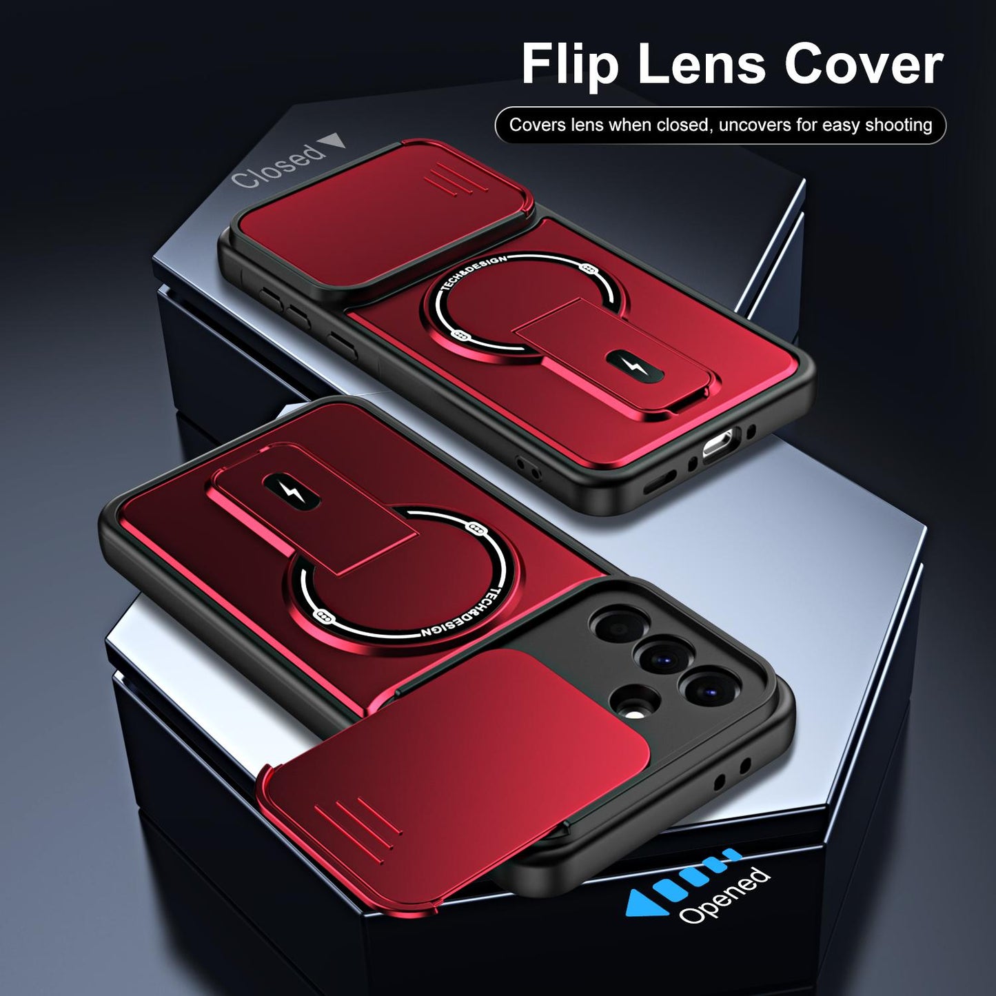 For Galaxy A56 5G Sliding Camshield Holder Magnetic Phone Case(Red)
