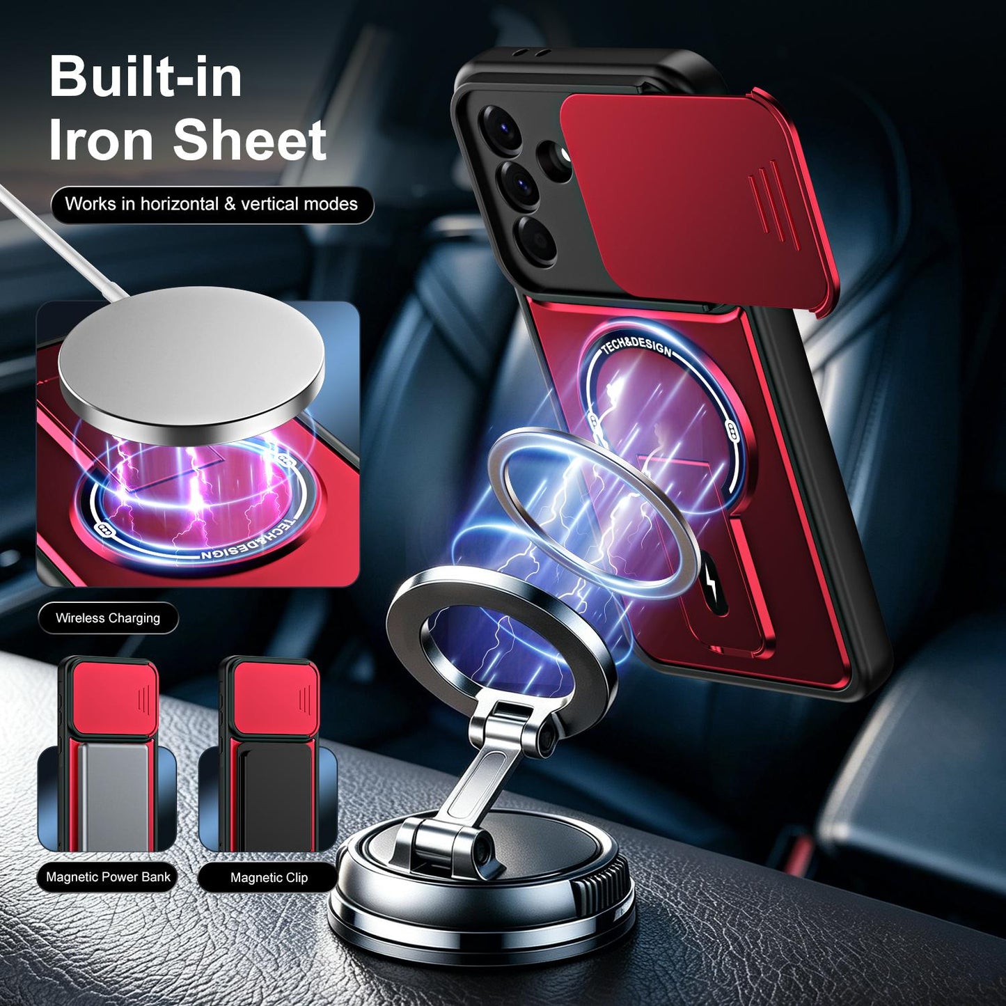 For Galaxy A56 5G Sliding Camshield Holder Magnetic Phone Case(Red)