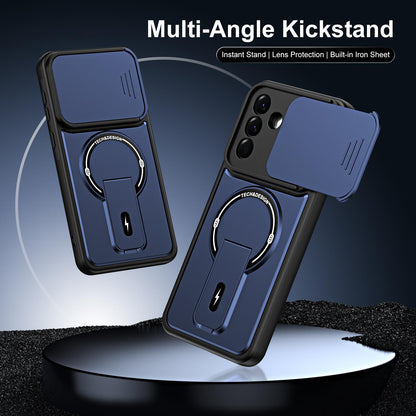 For Galaxy A56 5G Sliding Camshield Holder Magnetic Phone Case(Blue)
