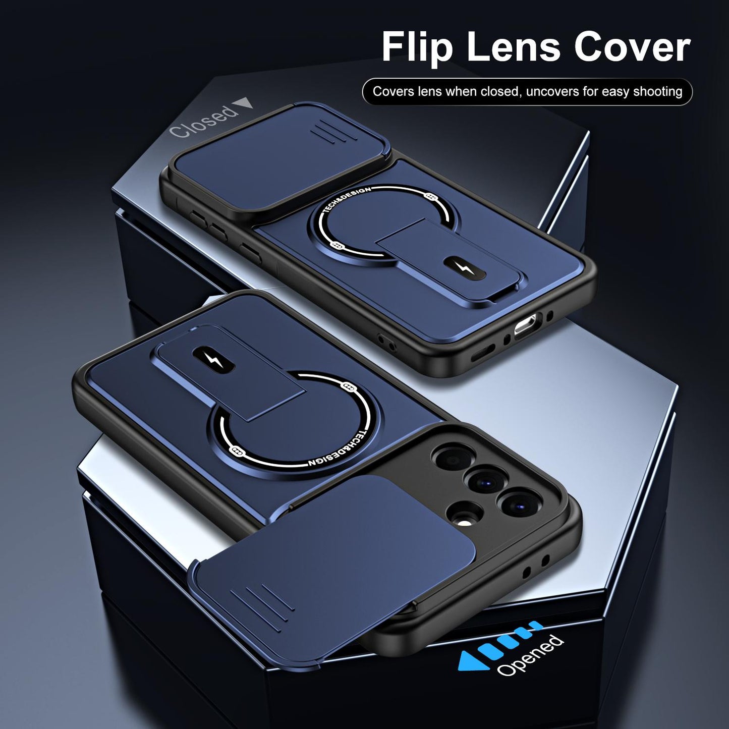 For Galaxy A56 5G Sliding Camshield Holder Magnetic Phone Case(Blue)