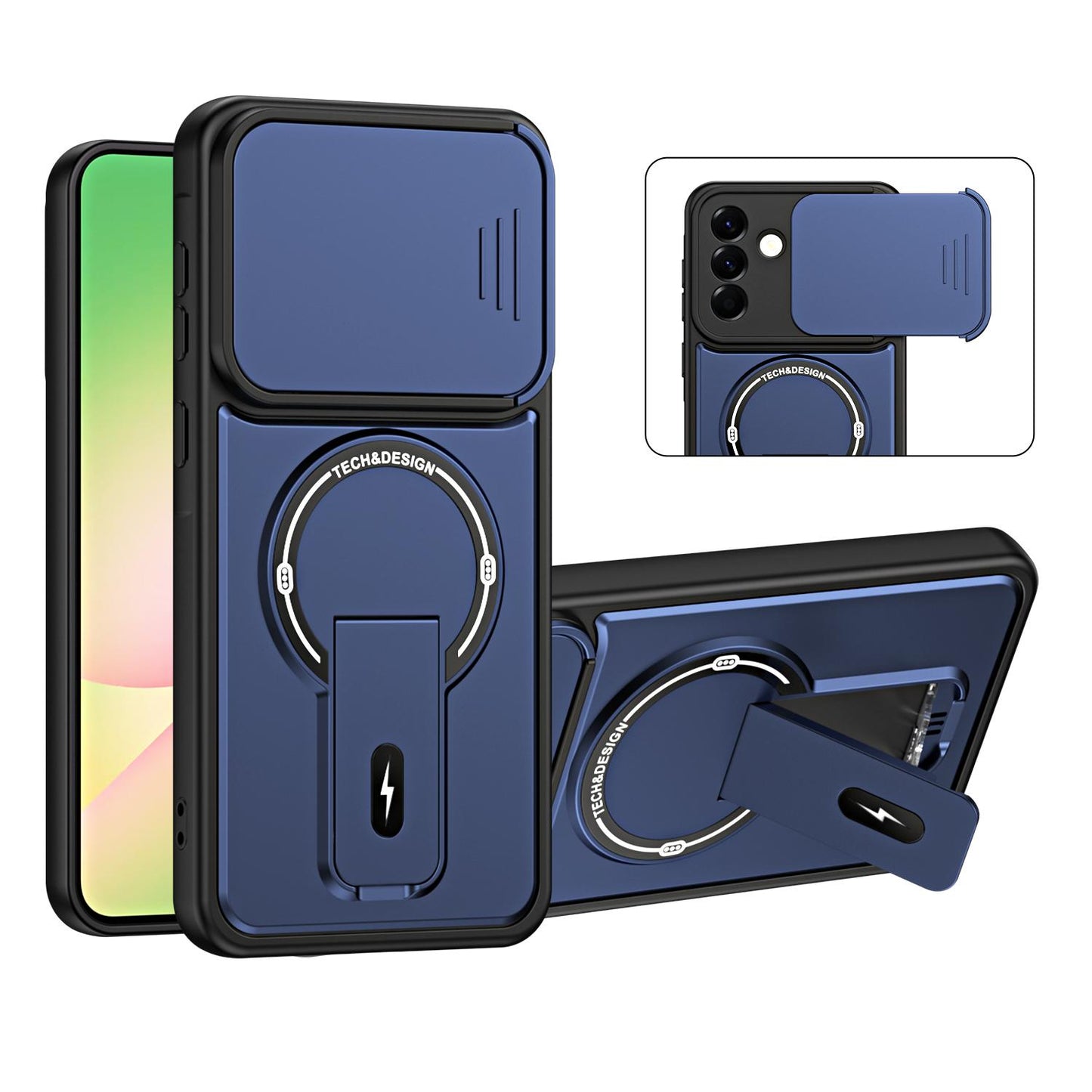 For Galaxy A57 5G Sliding Camshield Holder Magnetic Phone Case(Blue)