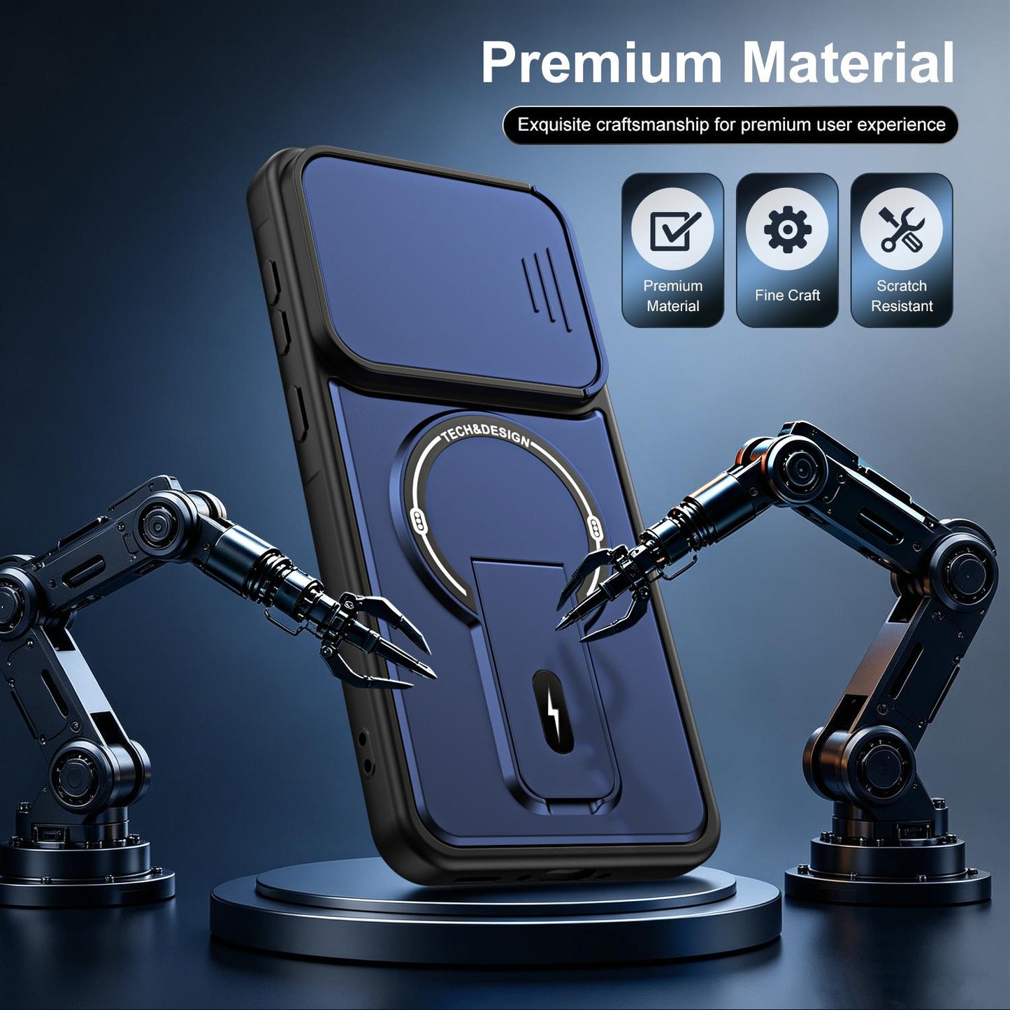 For Galaxy A57 5G Sliding Camshield Holder Magnetic Phone Case(Blue)