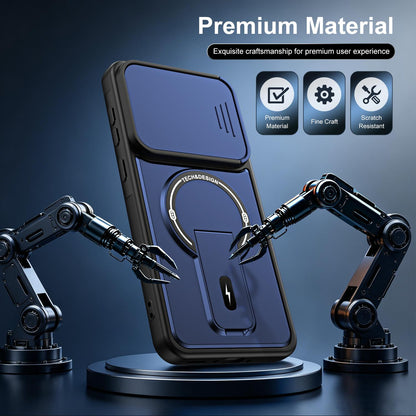 For Galaxy A57 5G Sliding Camshield Holder Magnetic Phone Case(Blue)