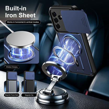 For Galaxy A57 5G Sliding Camshield Holder Magnetic Phone Case(Blue)