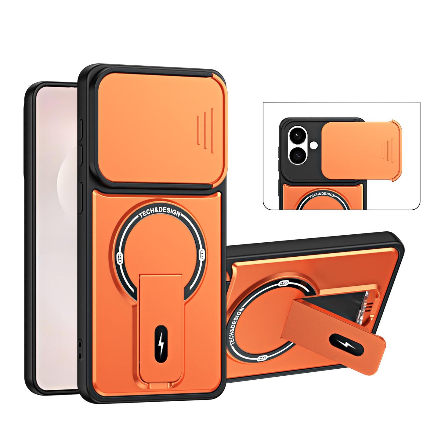 For Galaxy S26 Edge 5G Sliding Camshield Holder Magnetic Phone Case(Orange)