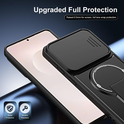 For Galaxy S26 Edge 5G Sliding Camshield Holder Magnetic Phone Case(Orange)