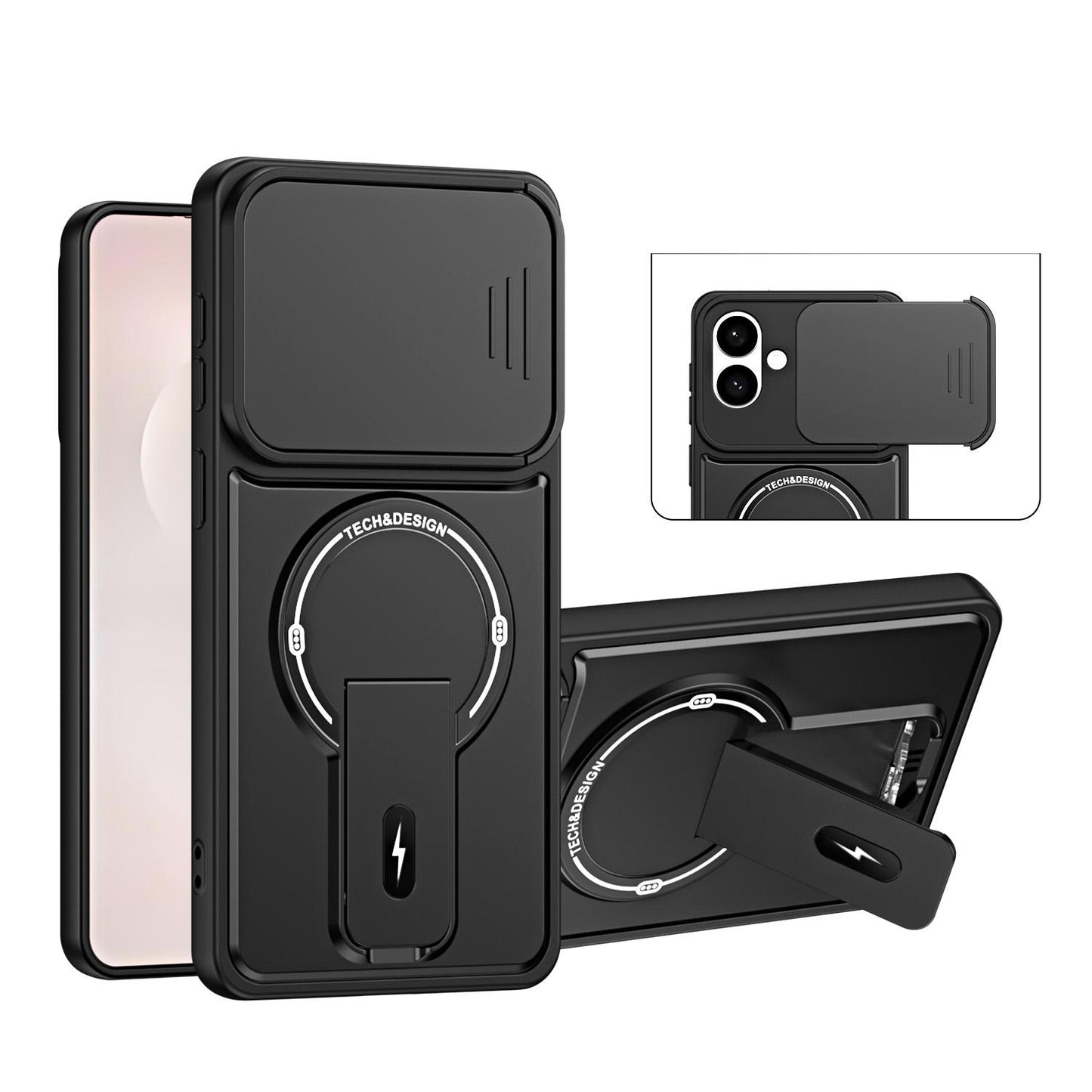 For Galaxy S26 Edge 5G Sliding Camshield Holder Magnetic Phone Case(Black)